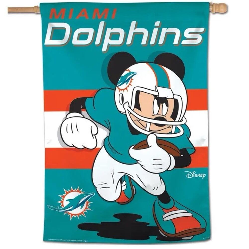 MIAMI DOLPHINS MICKEY MOUSE DISNEY 28"X40" BANNER VERTICAL FLAG WINCRAFT